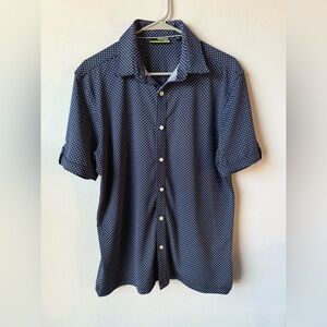 Murano Dark Blue Geometric Button Down Shirt